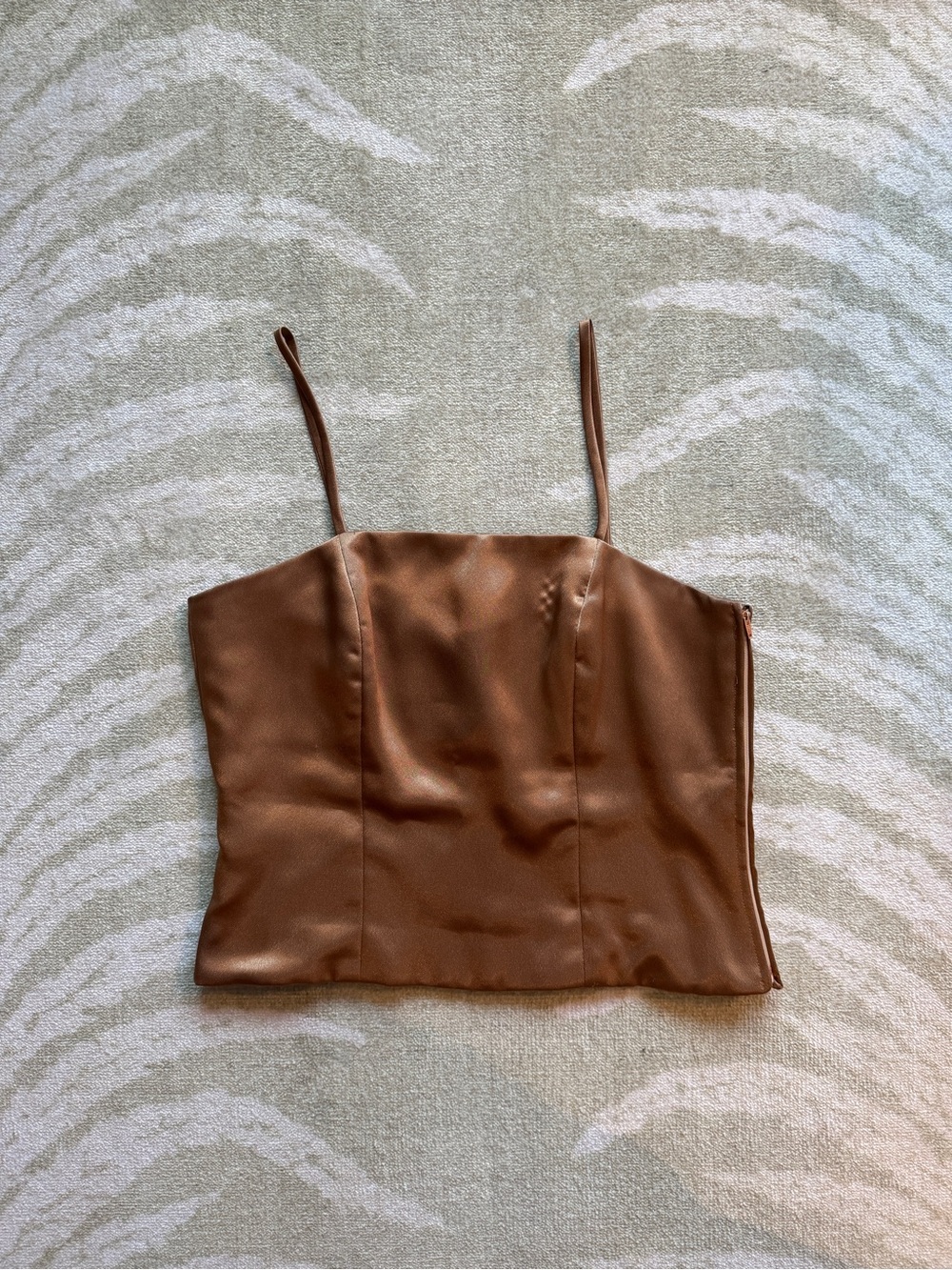 Vintage 90s Satin Square-Neck Golden Brown Top with Thin Straps